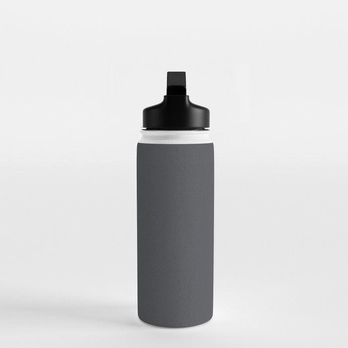 ASPHALT SOLID COLOR Plain Dark Neutral Shade  Water Bottle Gallery Image 3