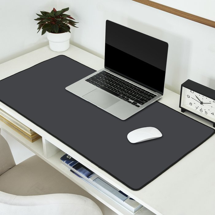 ASPHALT SOLID COLOR Plain Dark Neutral Shade  Desk Mat Gallery Image 2