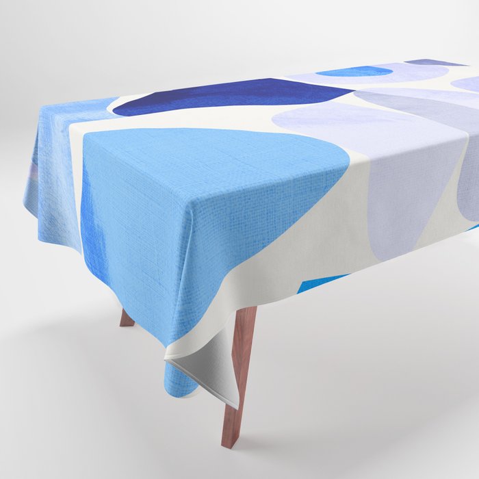 mid century modern organic blue Tablecloth Gallery Image 1