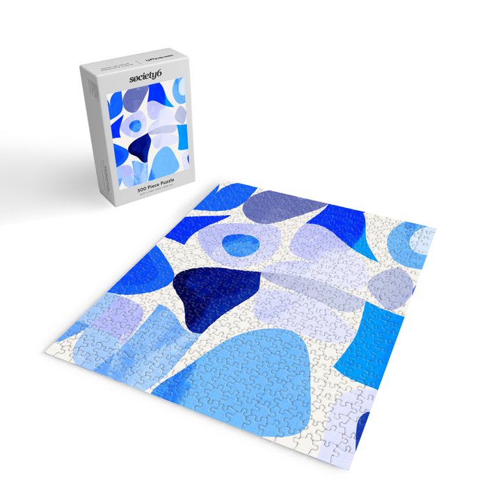 mid century modern organic blue Jigsaw Puzzle Gallery Image 2