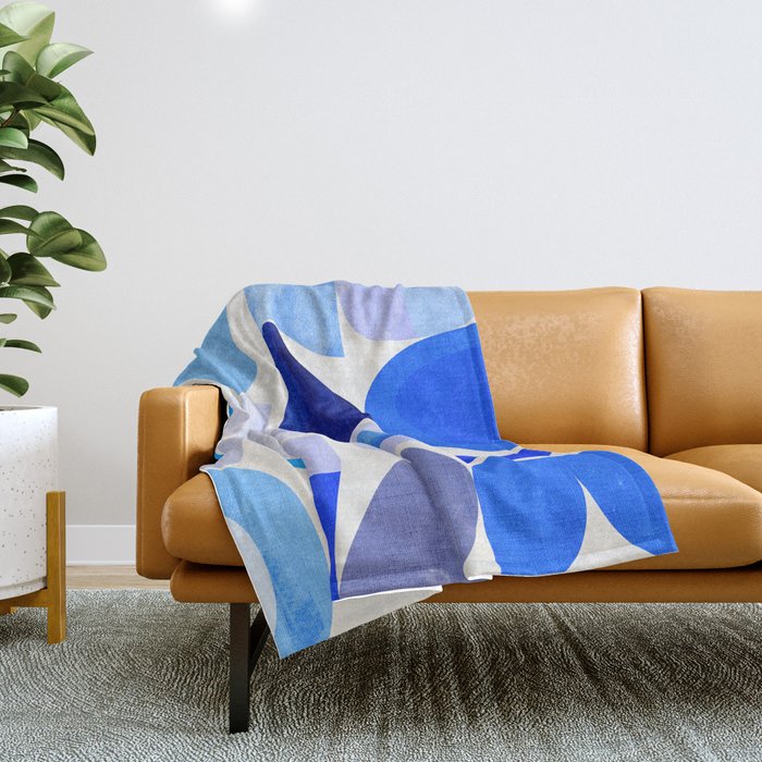 mid century modern organic blue Throw Blanket Gallery Image 1