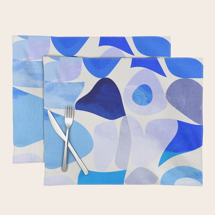mid century modern organic blue Placemat Gallery Image 1