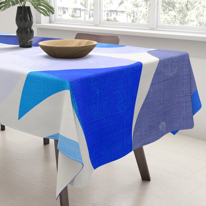 mid century modern organic blue Tablecloth Gallery Image 3
