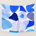 mid century modern organic blue Wall Tapestry Gallery Image 4