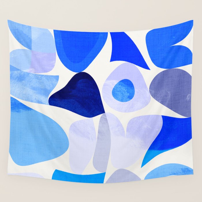 mid century modern organic blue Wall Tapestry Gallery Image 4