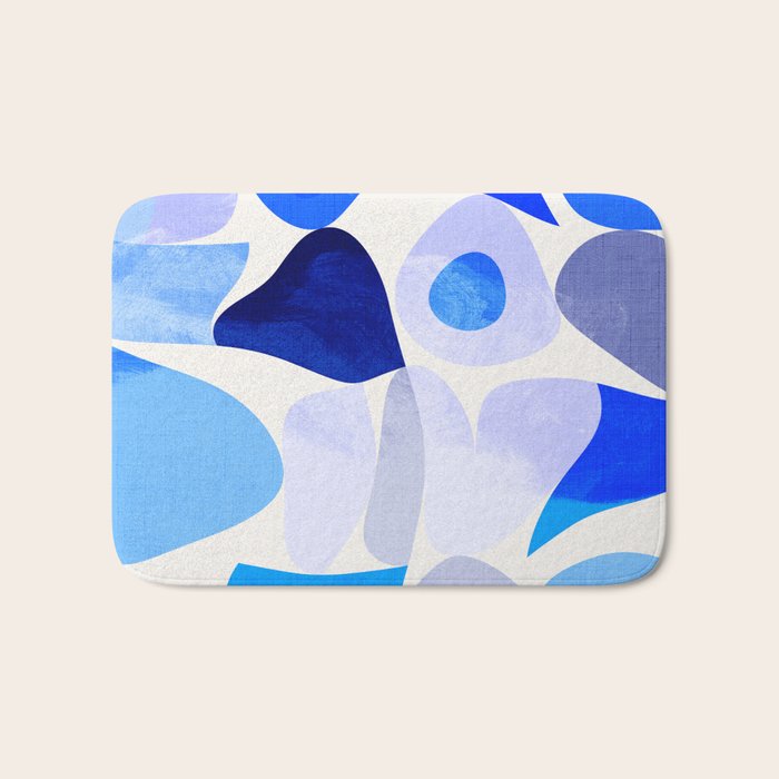 mid century modern organic blue Bath Mat Gallery Image 1