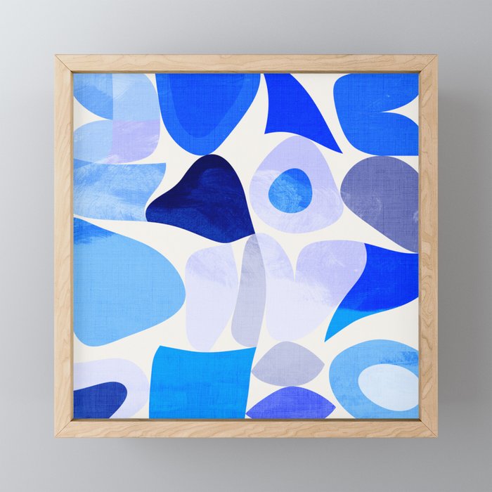 mid century modern organic blue Mini Art Print Gallery Image 1