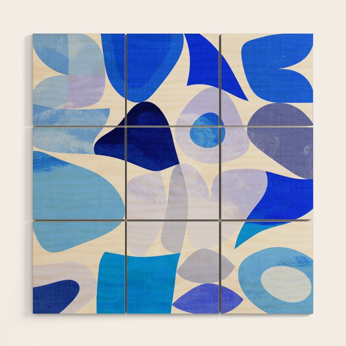 mid century modern organic blue Wood Wall Art Gallery Image 1