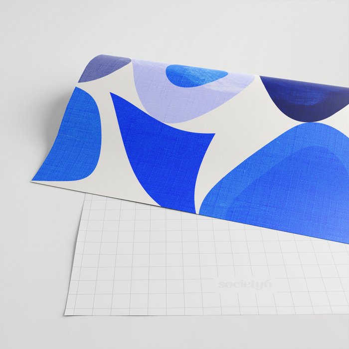 mid century modern organic blue Wrapping Paper Gallery Image 2