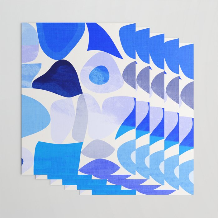 mid century modern organic blue Wrapping Paper Gallery Image 3