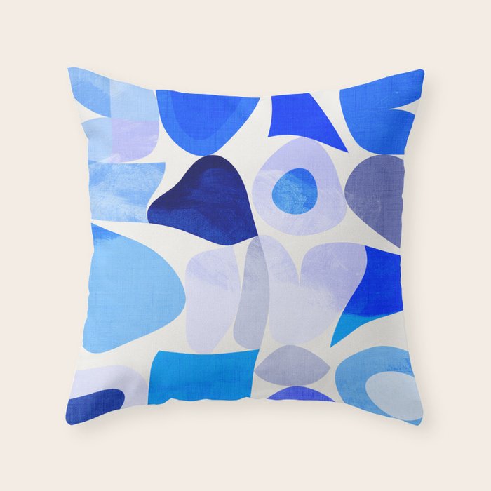 mid century modern organic blue Throw Pillow Gallery Image 6
