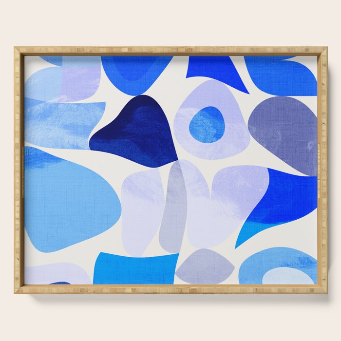 mid century modern organic blue Serving Tray Gallery Image 1