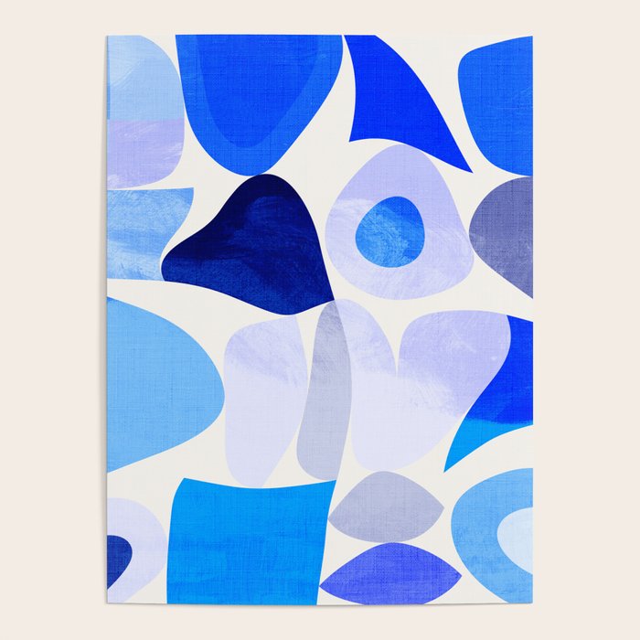 mid century modern organic blue Poster Gallery Image 4
