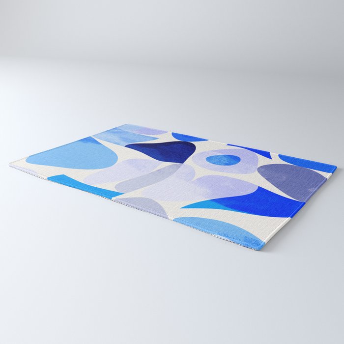 mid century modern organic blue Rug Gallery Image 3