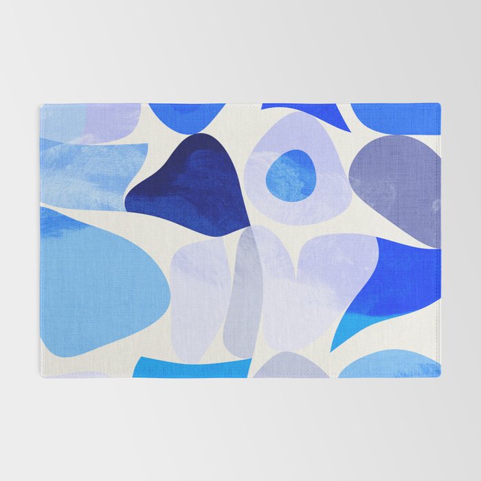 mid century modern organic blue Rug Gallery Image 2