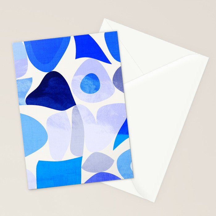 mid century modern organic blue Stationery Card Gallery Image 2