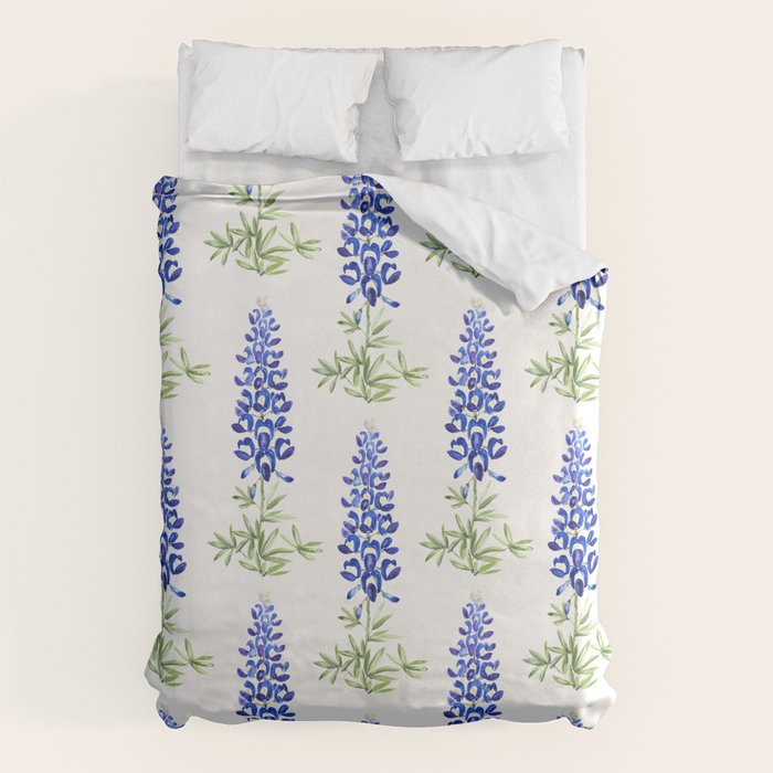 Texas bluebonnet in watercolor Duvet Cover Gallery Image 1