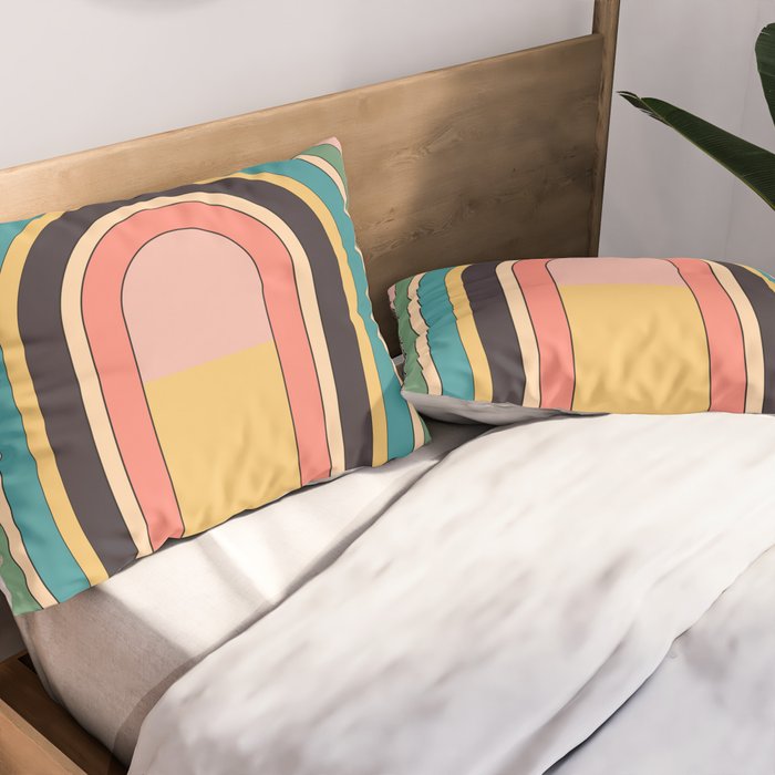 Geometric Abstraction Rainbow Pillow Sham Gallery Image 2