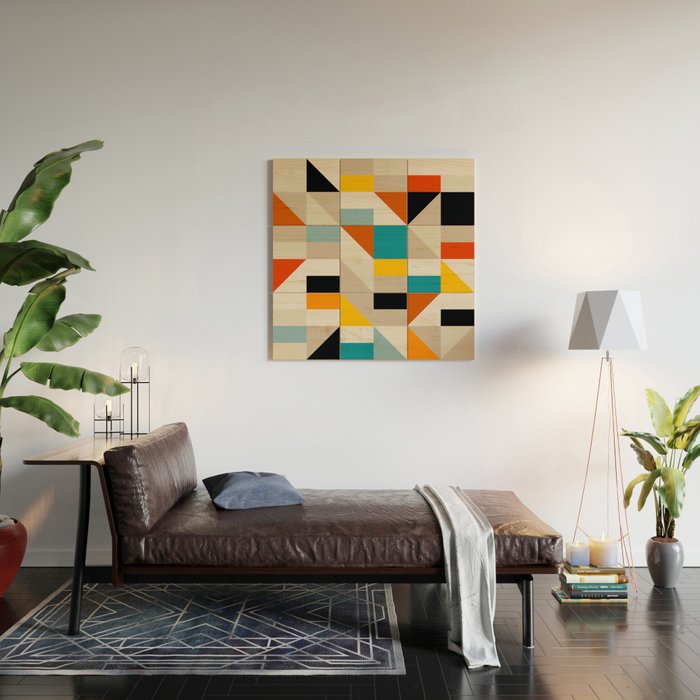 Modern Abstract Colorful Geometric Bold Artwork Wood Wall Art Gallery Image 2