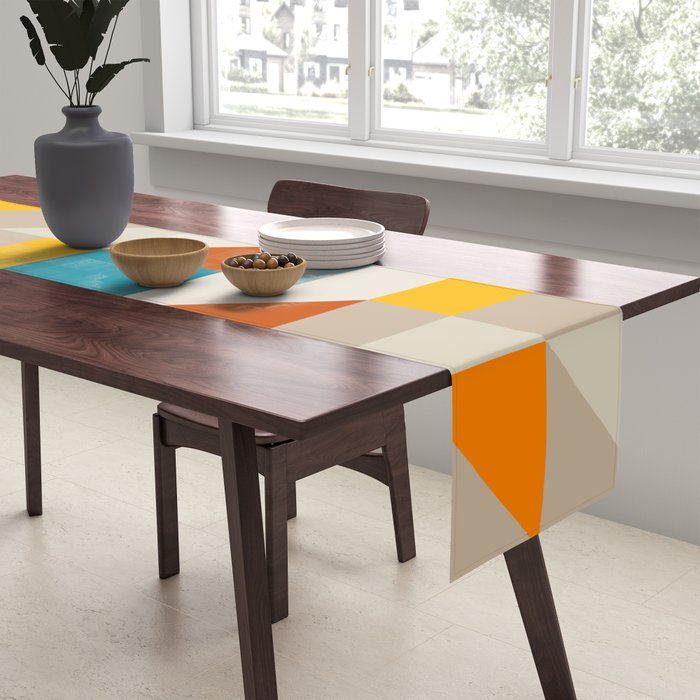 Modern Abstract Colorful Geometric Bold Artwork Table Runner Gallery Image 2