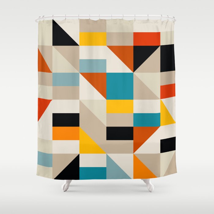 Modern Abstract Colorful Geometric Bold Artwork Shower Curtain Gallery Image 1