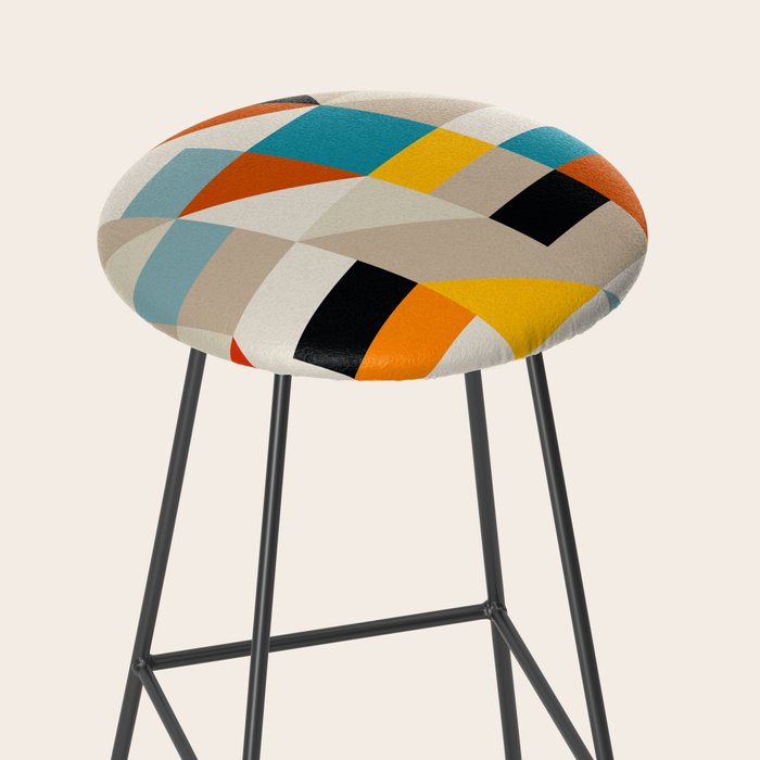 Modern Abstract Colorful Geometric Bold Artwork Stool Gallery Image 2