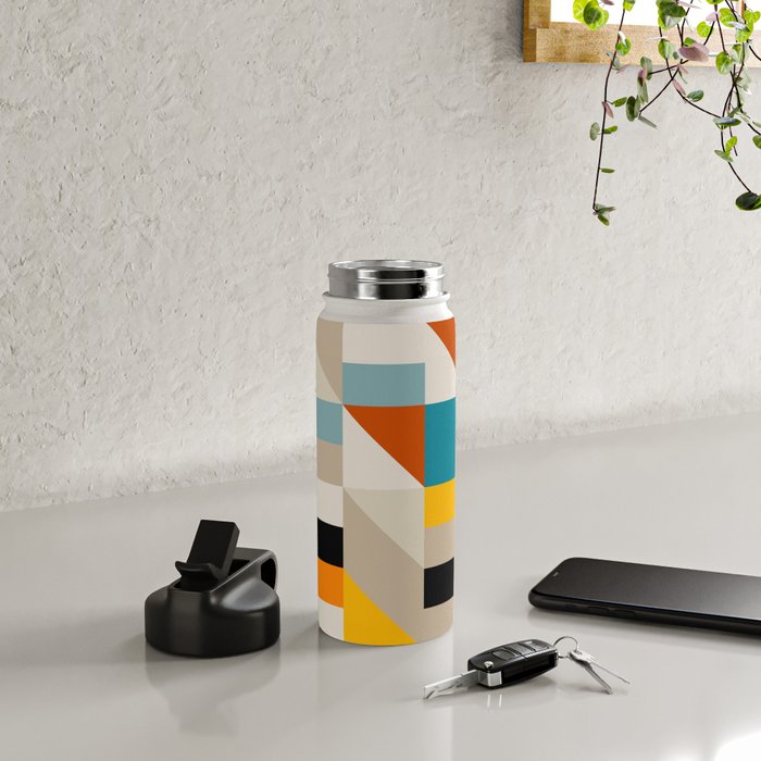 Modern Abstract Colorful Geometric Bold Artwork Water Bottle Gallery Image 4