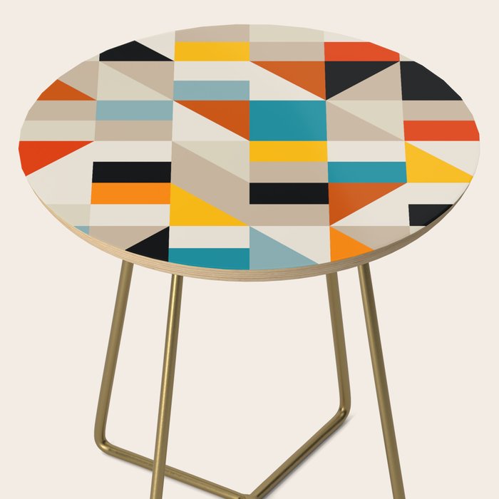 Modern Abstract Colorful Geometric Bold Artwork Side Table Gallery Image 2