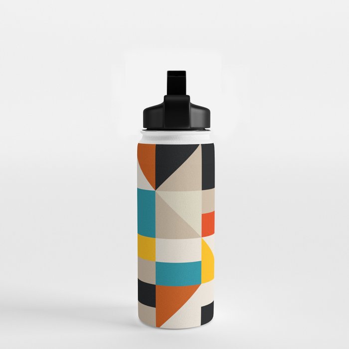 Modern Abstract Colorful Geometric Bold Artwork Water Bottle Gallery Image 2