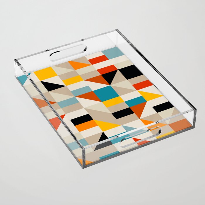 Modern Abstract Colorful Geometric Bold Artwork Acrylic Tray Gallery Image 1