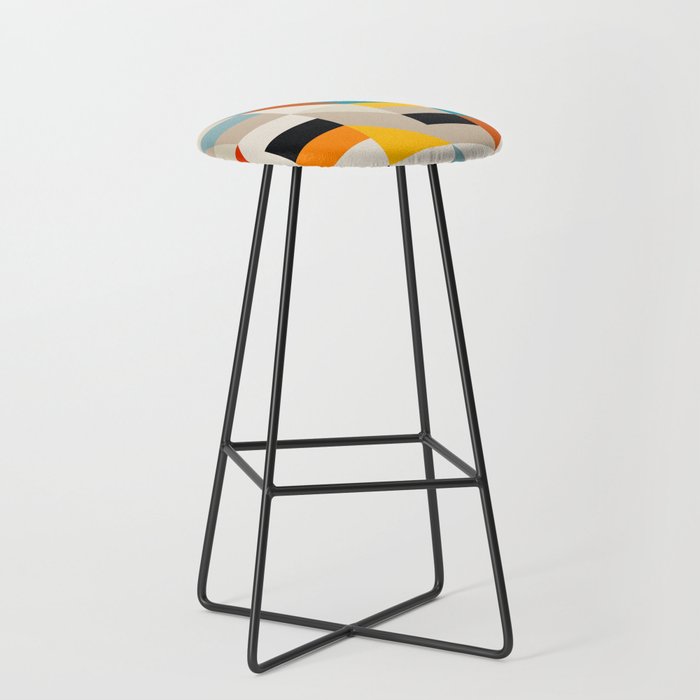 Modern Abstract Colorful Geometric Bold Artwork Stool Gallery Image 1