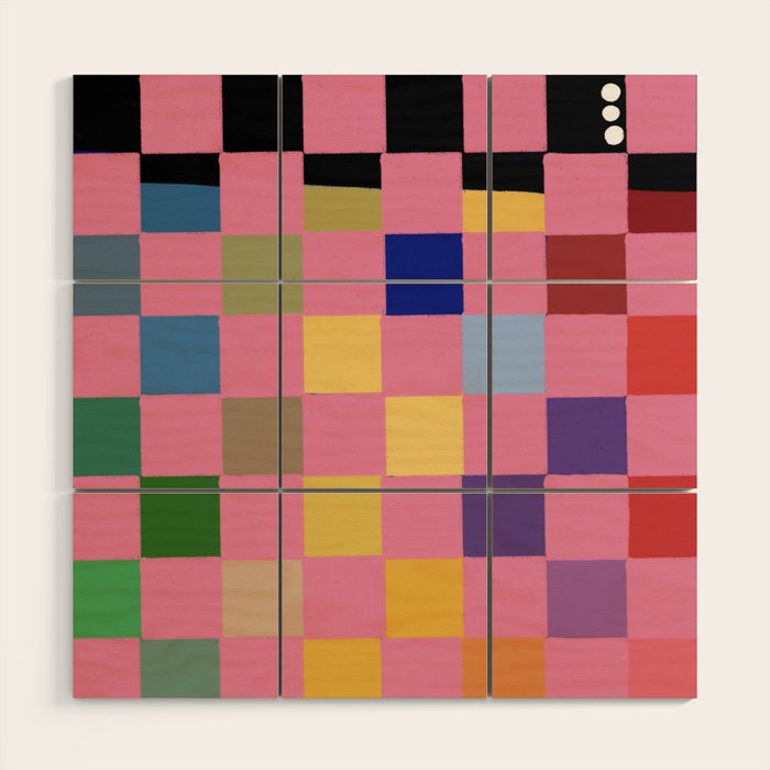 Pink squares Wood Wall Art Gallery Image 1