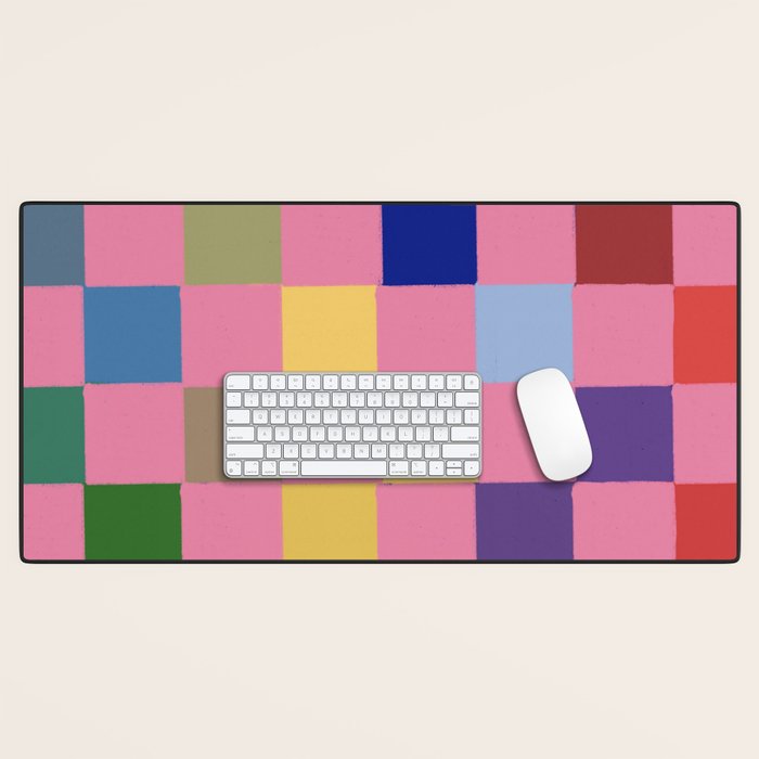 Pink squares Desk Mat Gallery Image 1