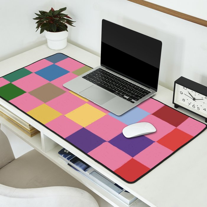 Pink squares Desk Mat Gallery Image 2