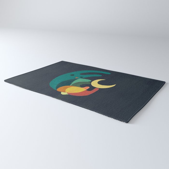 Rabbit and crescent moon Rug Gallery Image 3