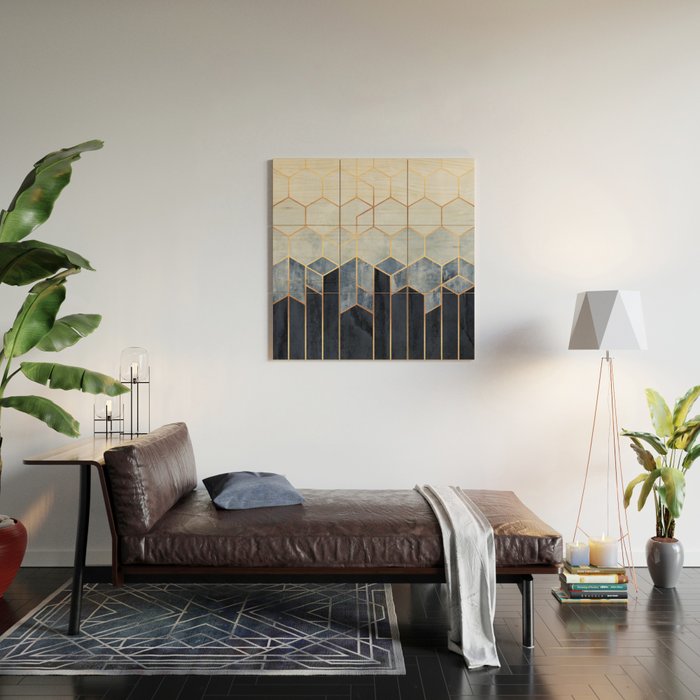 Soft Blue Hexagons Wood Wall Art Gallery Image 2