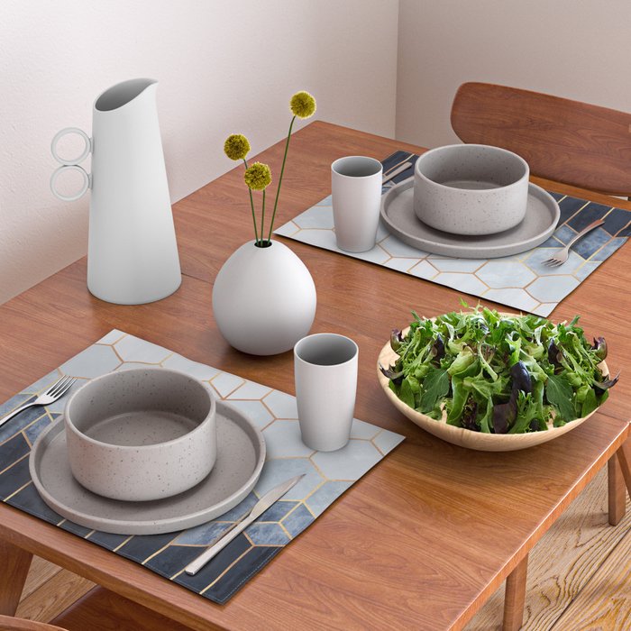 Soft Blue Hexagons Placemat Gallery Image 2