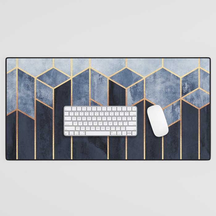 Soft Blue Hexagons Desk Mat Gallery Image 1