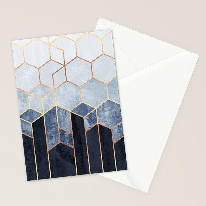 Soft Blue Hexagons Stationery Card Gallery Image 2