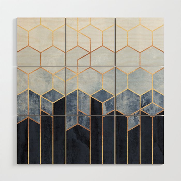 Soft Blue Hexagons Wood Wall Art Gallery Image 1