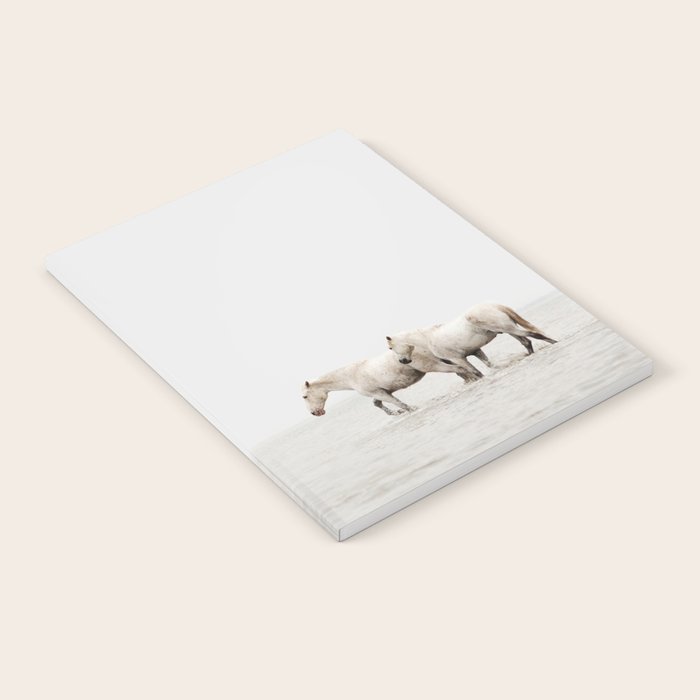 White Camargue Horses - Minimalist Nature Photography Notebook Gallery Image 1