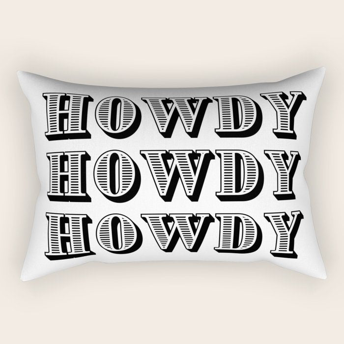 Black And White Howdy Rectangular Pillow Gallery Image 1