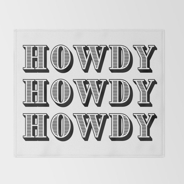 Black And White Howdy Throw Blanket Gallery Image 2