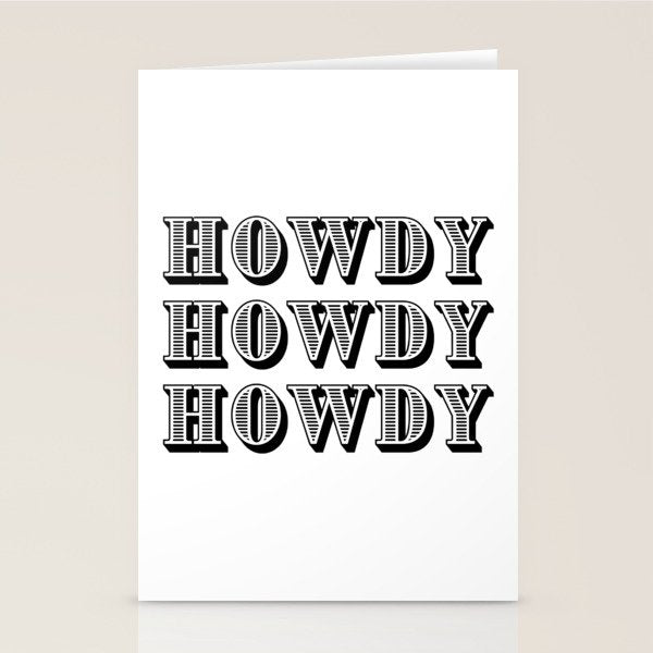 Black And White Howdy Stationery Card Gallery Image 1