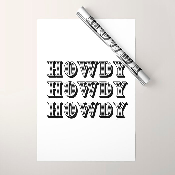 Black And White Howdy Wrapping Paper Gallery Image 1