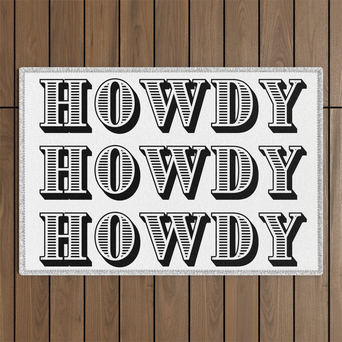 Black And White Howdy Outdoor Rug Gallery Image 1