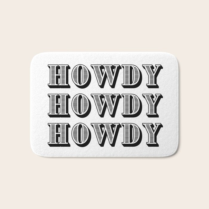 Black And White Howdy Bath Mat Gallery Image 1