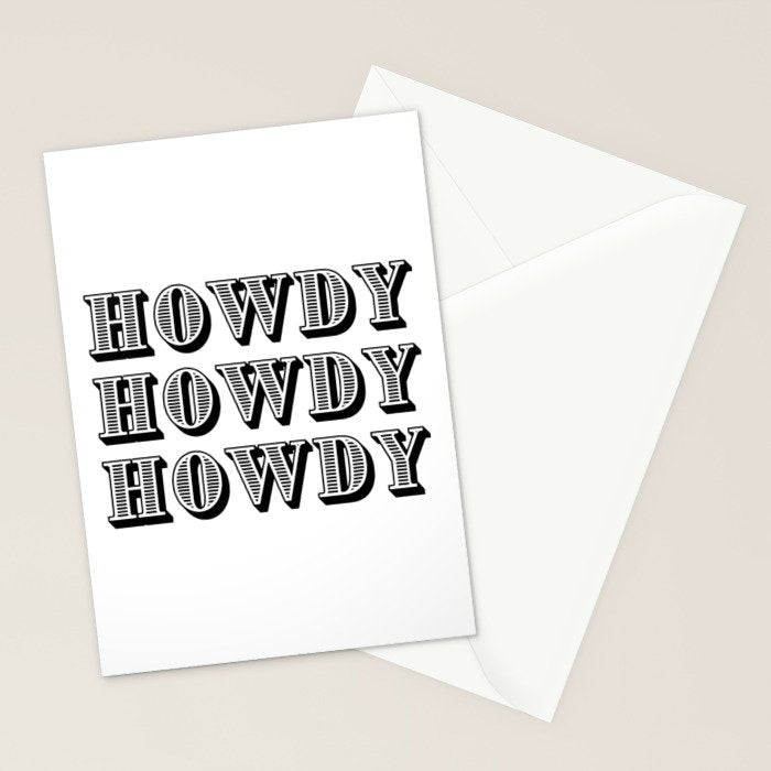 Black And White Howdy Stationery Card Gallery Image 2