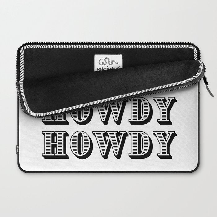 Black And White Howdy Laptop Sleeve Gallery Image 2