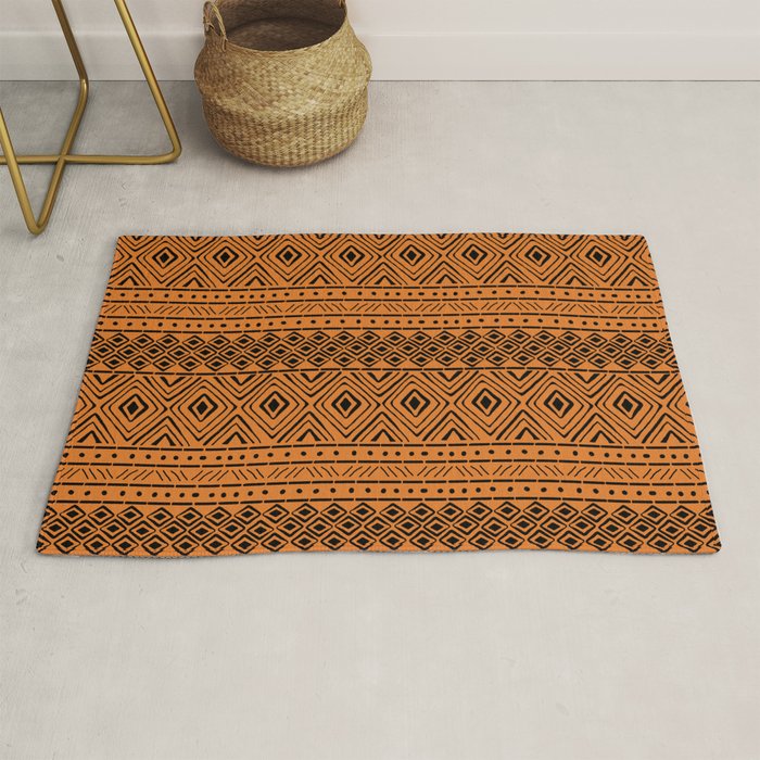 African Mud Cloth // Orange Rug Gallery Image 1